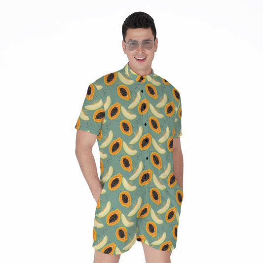 Papaya And Melon Pattern Print Men's Rompers