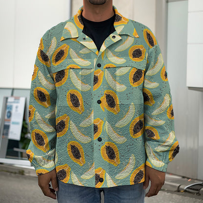 Papaya And Melon Pattern Print Men's Shirt Jacket