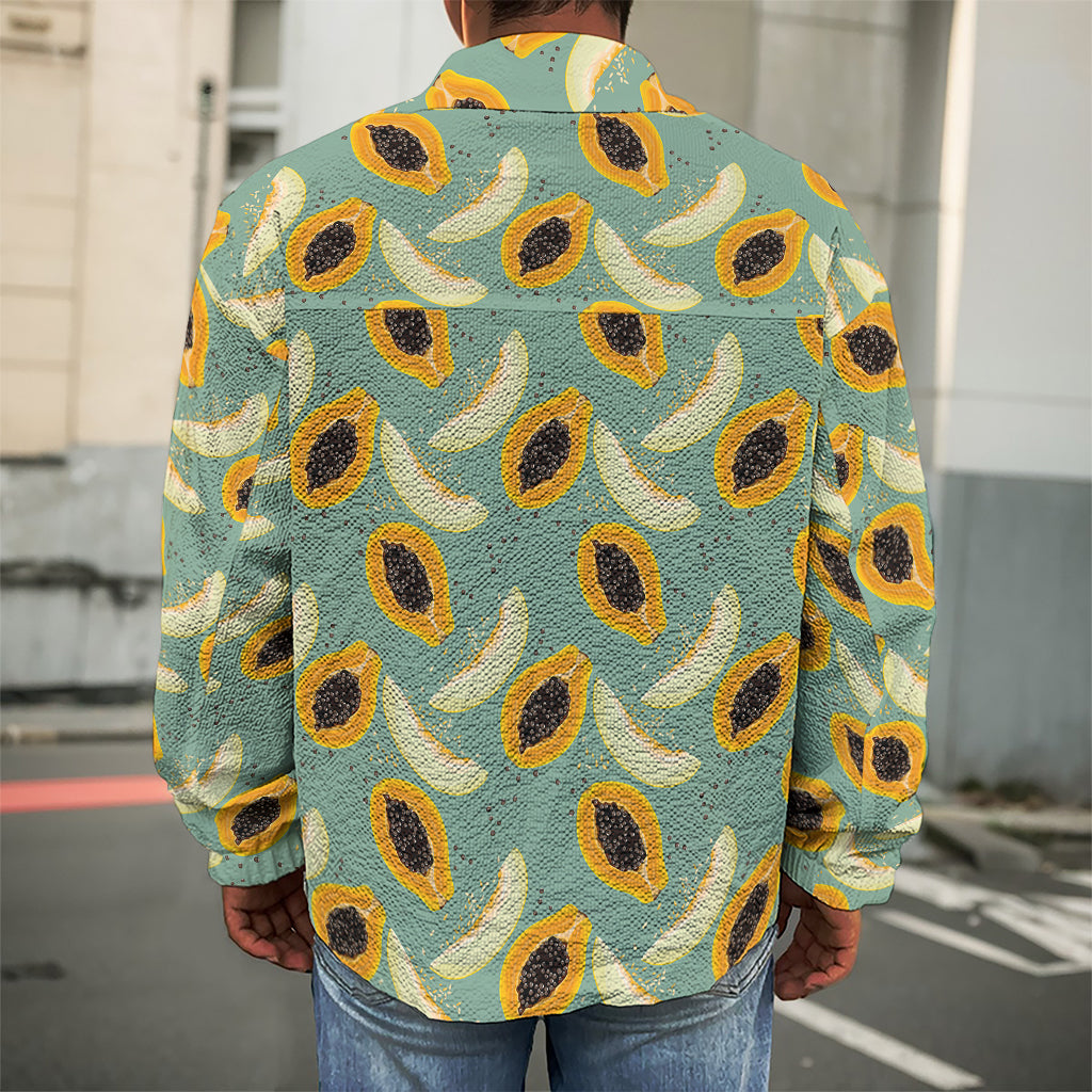 Papaya And Melon Pattern Print Men's Shirt Jacket
