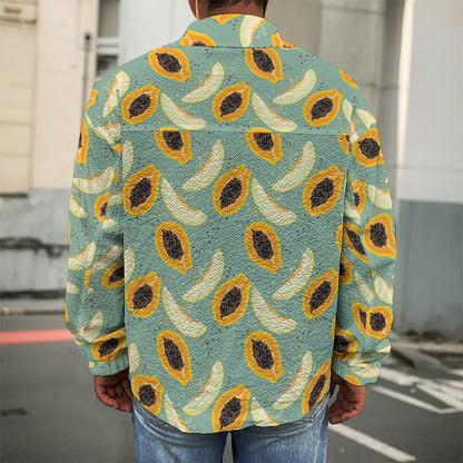 Papaya And Melon Pattern Print Men's Shirt Jacket
