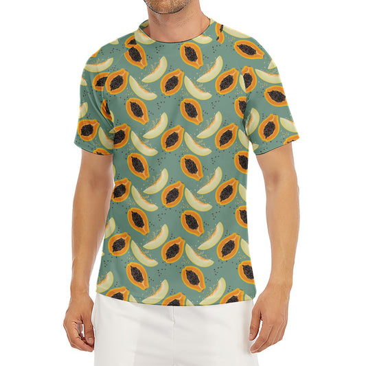 Papaya And Melon Pattern Print Men's Short Sleeve Rash Guard
