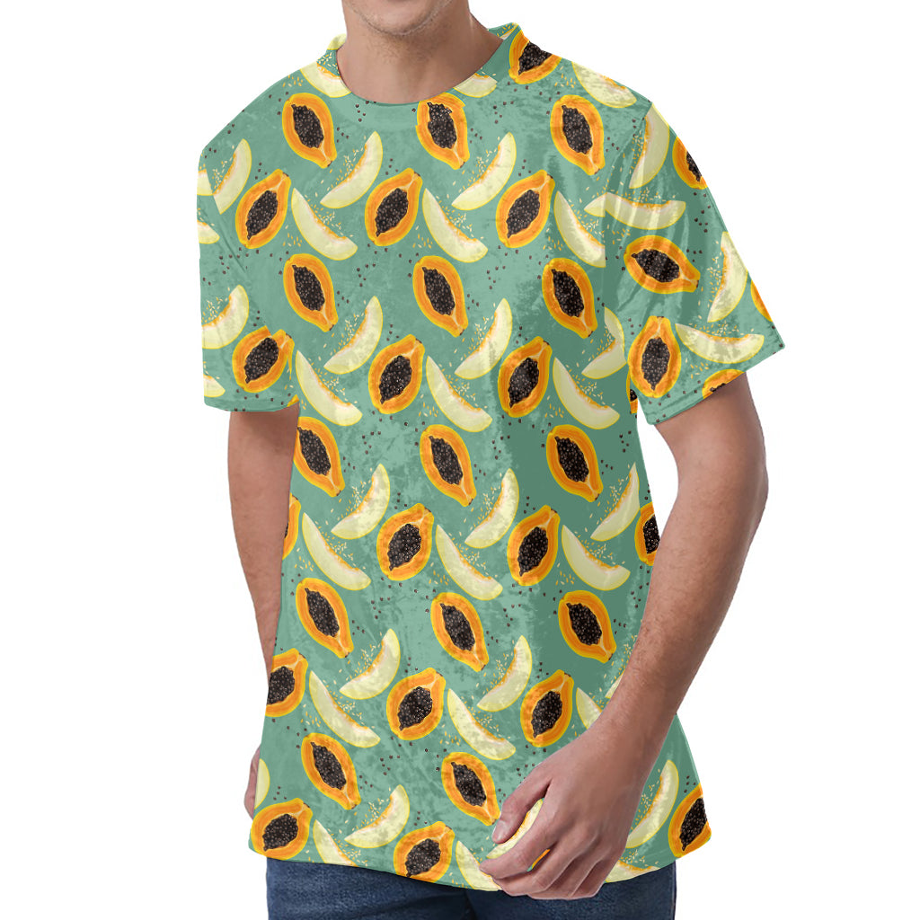 Papaya And Melon Pattern Print Men's Velvet T-Shirt