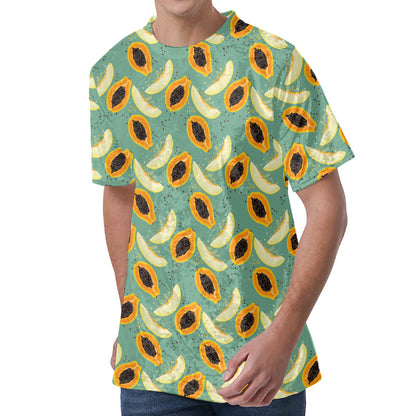 Papaya And Melon Pattern Print Men's Velvet T-Shirt