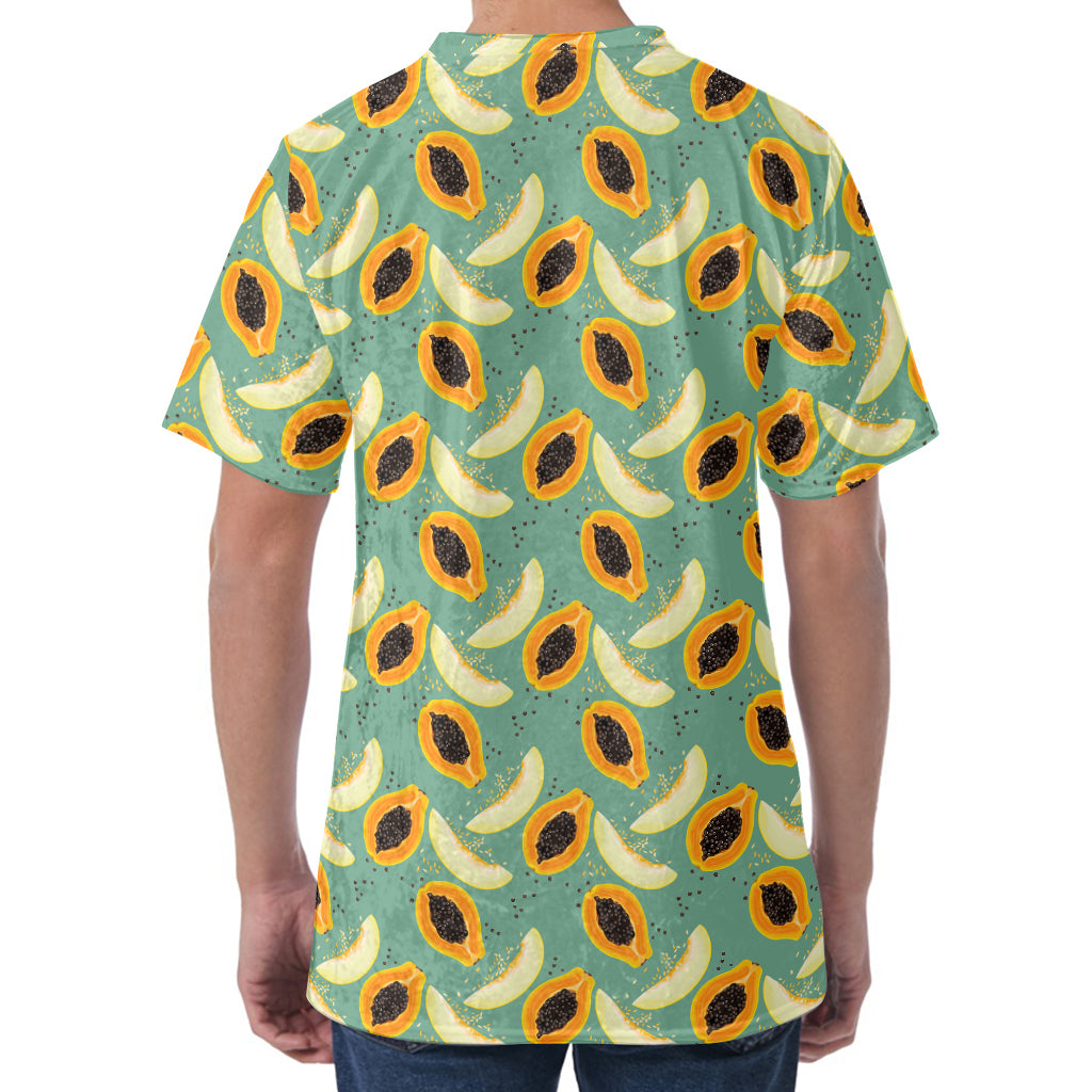 Papaya And Melon Pattern Print Men's Velvet T-Shirt