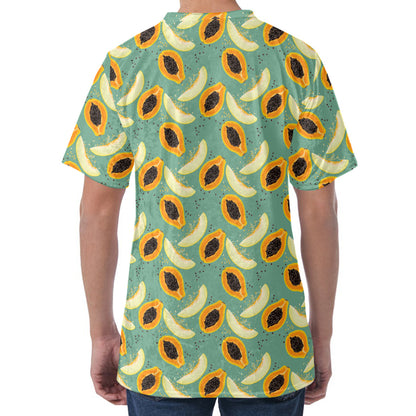 Papaya And Melon Pattern Print Men's Velvet T-Shirt