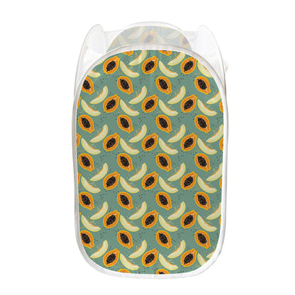 Papaya And Melon Pattern Print Mesh Laundry Hamper
