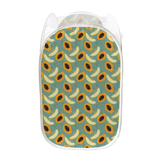 Papaya And Melon Pattern Print Mesh Laundry Hamper