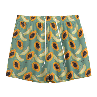 Papaya And Melon Pattern Print Mesh Shorts