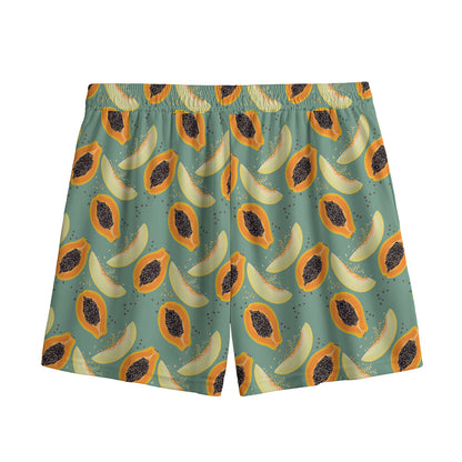 Papaya And Melon Pattern Print Mesh Shorts
