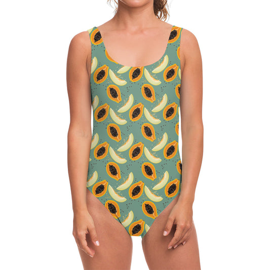 Papaya And Melon Pattern Print One Piece Swimsuit