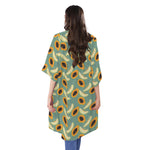 Papaya And Melon Pattern Print Open Front Beach Cover Up