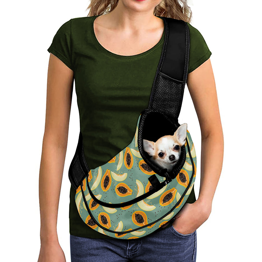 Papaya And Melon Pattern Print Pet Sling Carrier