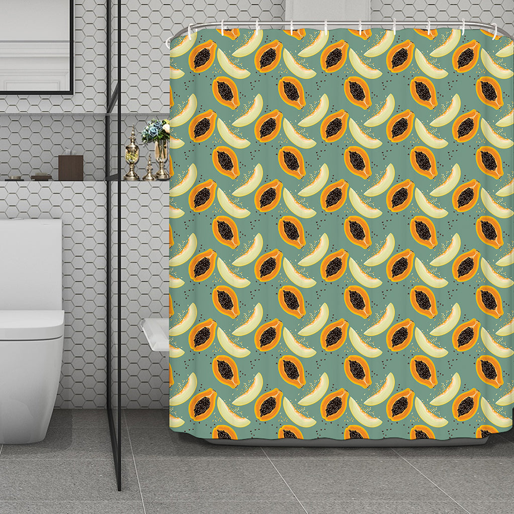 Papaya And Melon Pattern Print Polyester Shower Curtain
