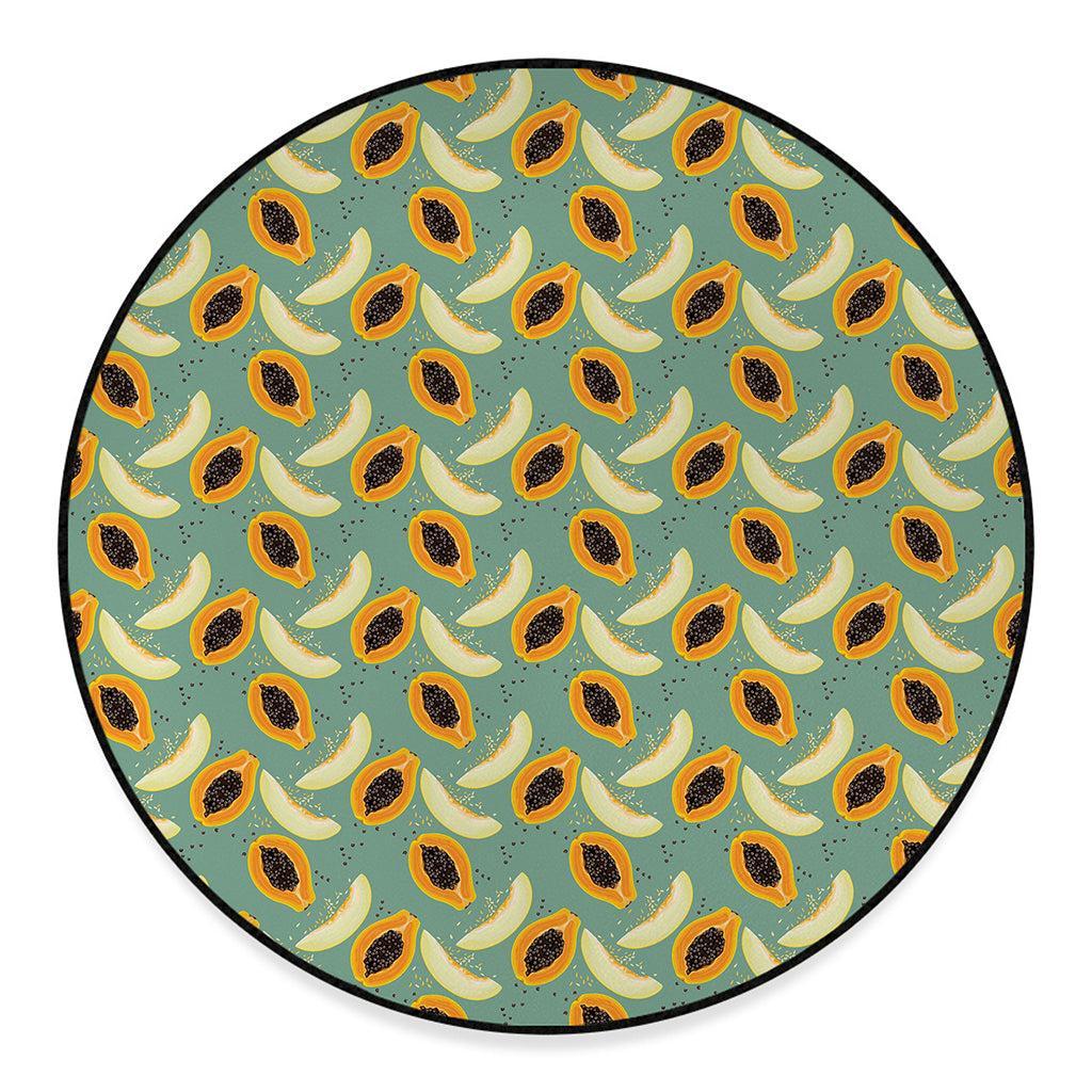 Papaya And Melon Pattern Print Round Floor Mat