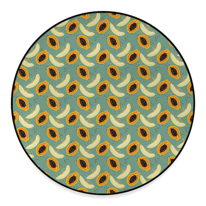 Papaya And Melon Pattern Print Round Floor Mat