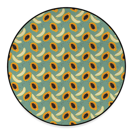 Papaya And Melon Pattern Print Round Floor Mat