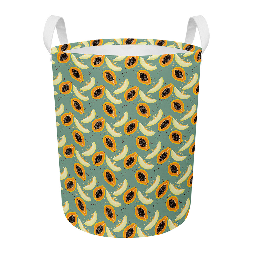 Papaya And Melon Pattern Print Round Laundry Basket