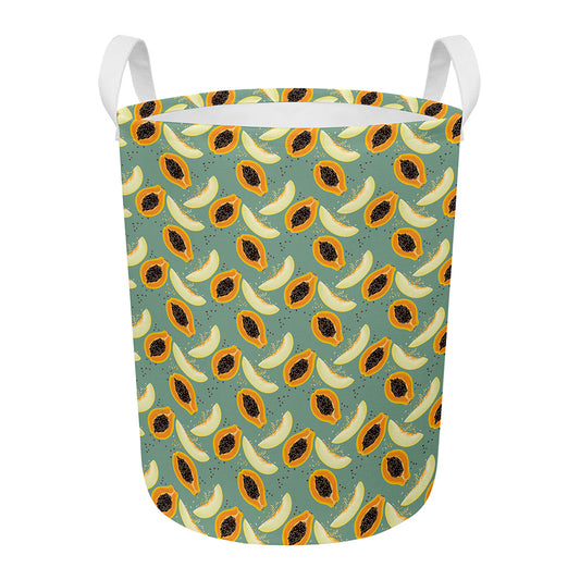 Papaya And Melon Pattern Print Round Laundry Basket