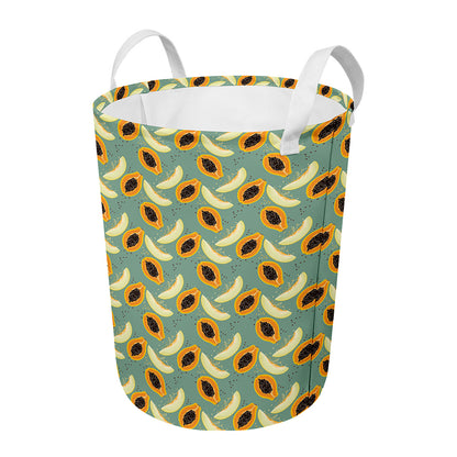 Papaya And Melon Pattern Print Round Laundry Basket