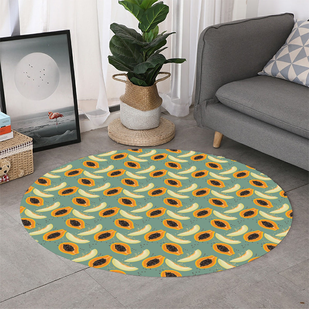 Papaya And Melon Pattern Print Round Rug