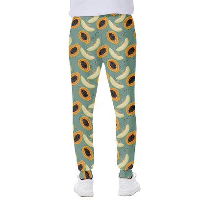 Papaya And Melon Pattern Print Scuba Joggers