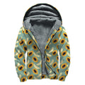 Papaya And Melon Pattern Print Sherpa Lined Zip Up Hoodie