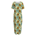 Papaya And Melon Pattern Print Short Sleeve Long Nightdress