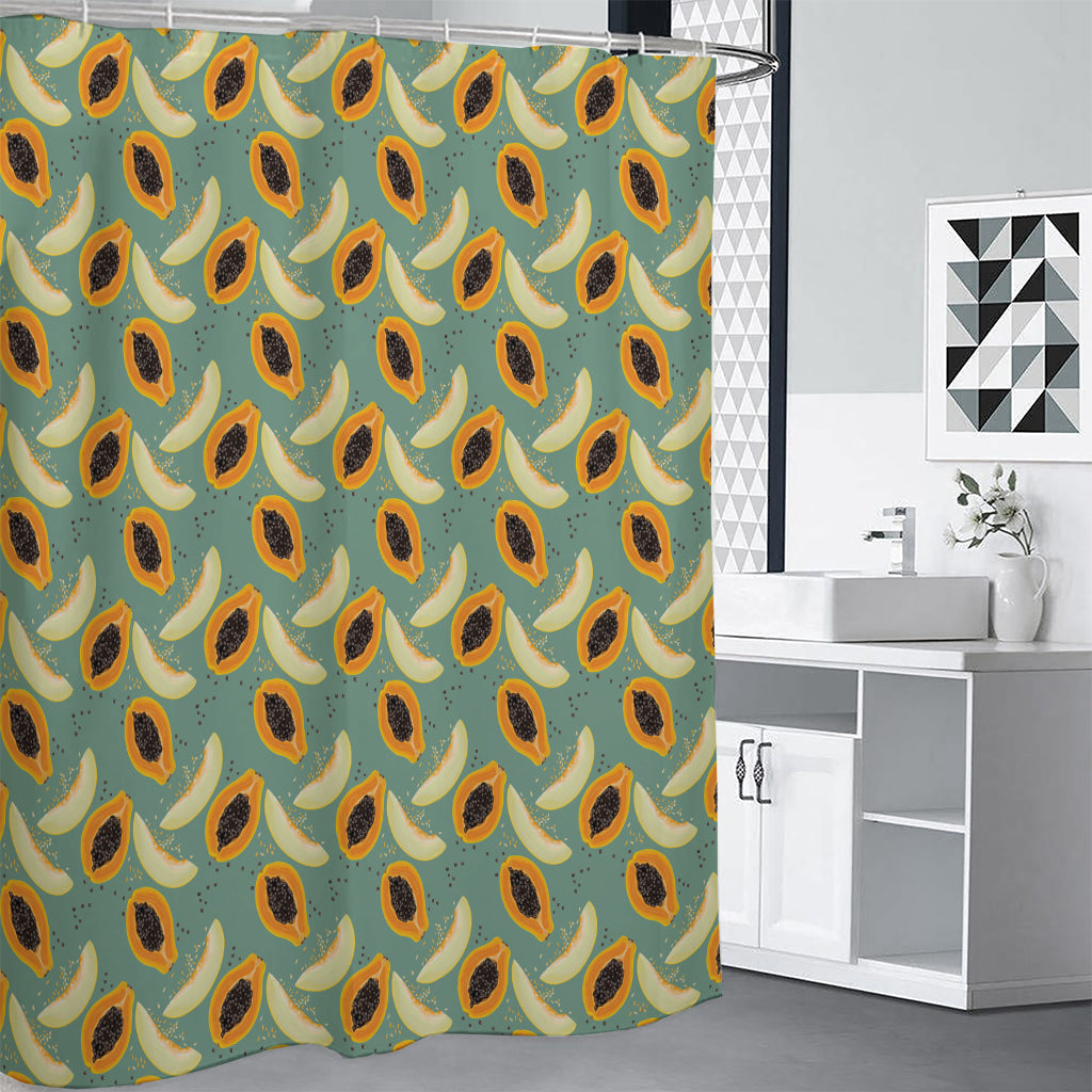 Papaya And Melon Pattern Print Shower Curtain