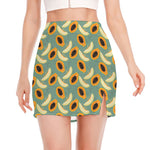 Papaya And Melon Pattern Print Side Slit Mini Skirt