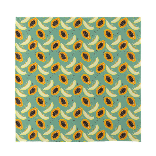 Papaya And Melon Pattern Print Silk Bandana