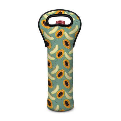 Papaya And Melon Pattern Print Single Neoprene Wine Tote