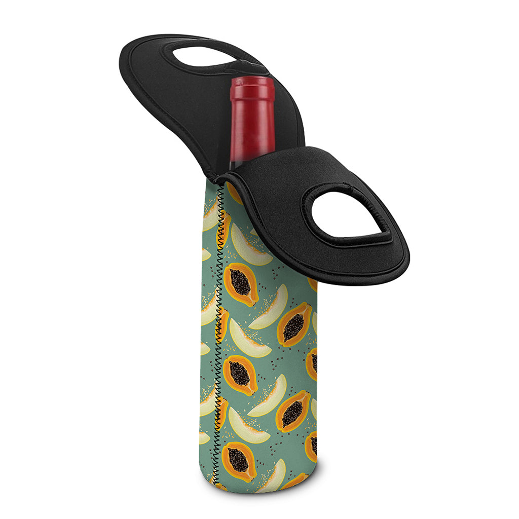 Papaya And Melon Pattern Print Single Neoprene Wine Tote