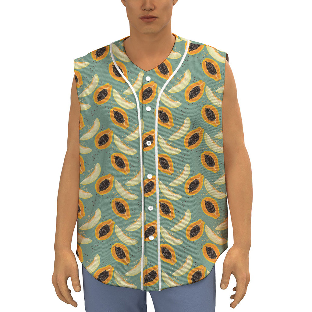 Papaya And Melon Pattern Print Sleeveless Baseball Jersey