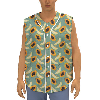 Papaya And Melon Pattern Print Sleeveless Baseball Jersey