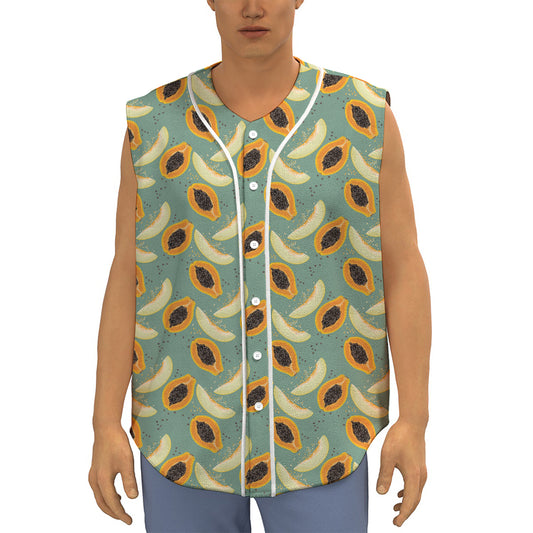 Papaya And Melon Pattern Print Sleeveless Baseball Jersey