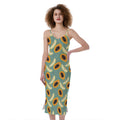 Papaya And Melon Pattern Print Slim Fit Midi Cami Dress