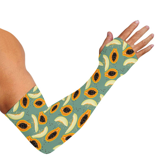 Papaya And Melon Pattern Print Sun Protection Arm Sleeves