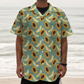 Papaya And Melon Pattern Print Textured Short Sleeve Shirt