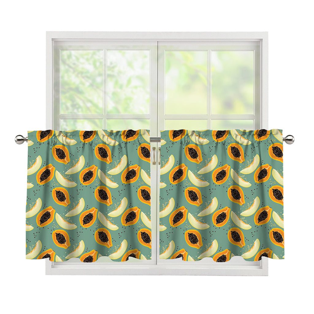 Papaya And Melon Pattern Print Tier Curtains