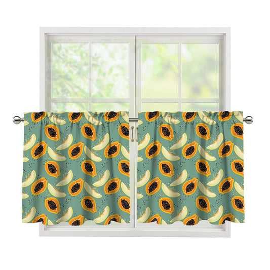 Papaya And Melon Pattern Print Tier Curtains