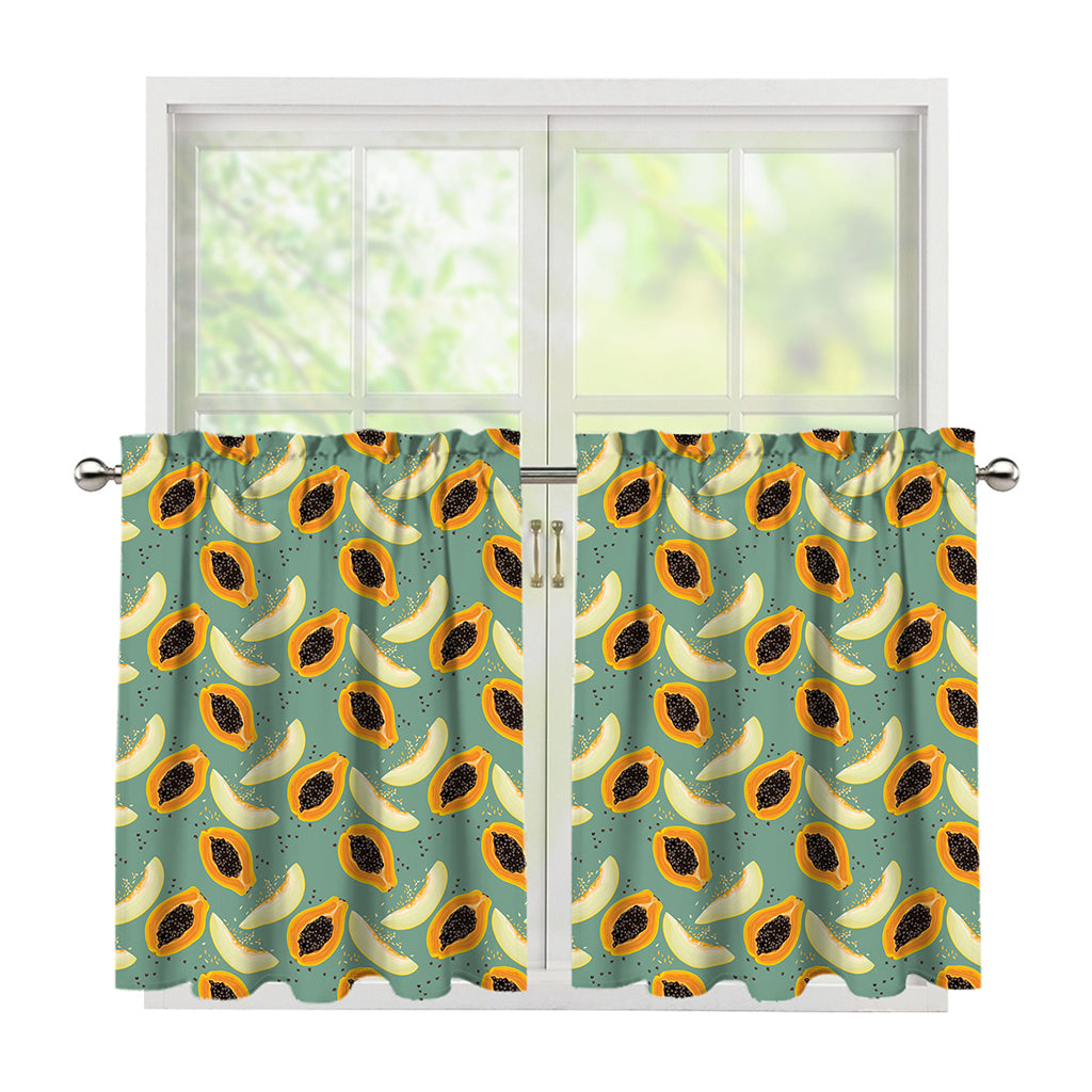 Papaya And Melon Pattern Print Tier Curtains