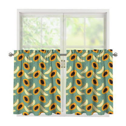 Papaya And Melon Pattern Print Tier Curtains