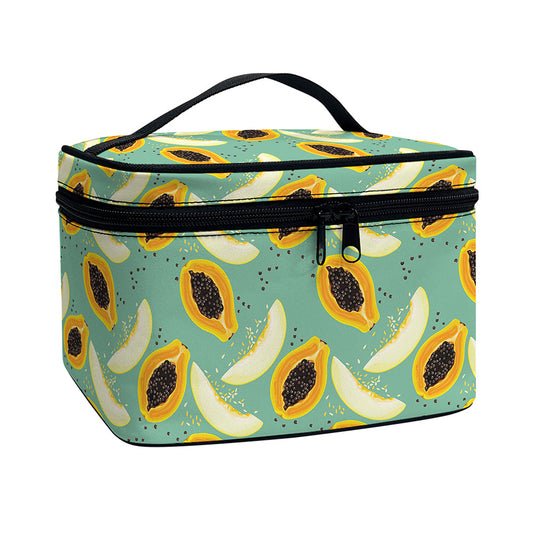Papaya And Melon Pattern Print Travel Makeup Bag