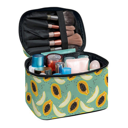 Papaya And Melon Pattern Print Travel Makeup Bag
