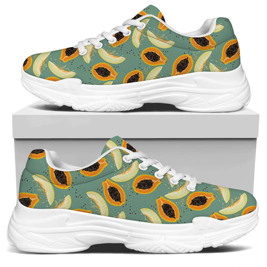 Papaya And Melon Pattern Print White Chunky Shoes