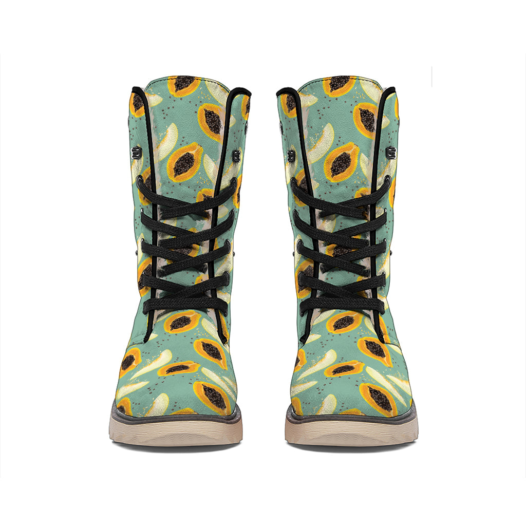 Papaya And Melon Pattern Print Winter Boots