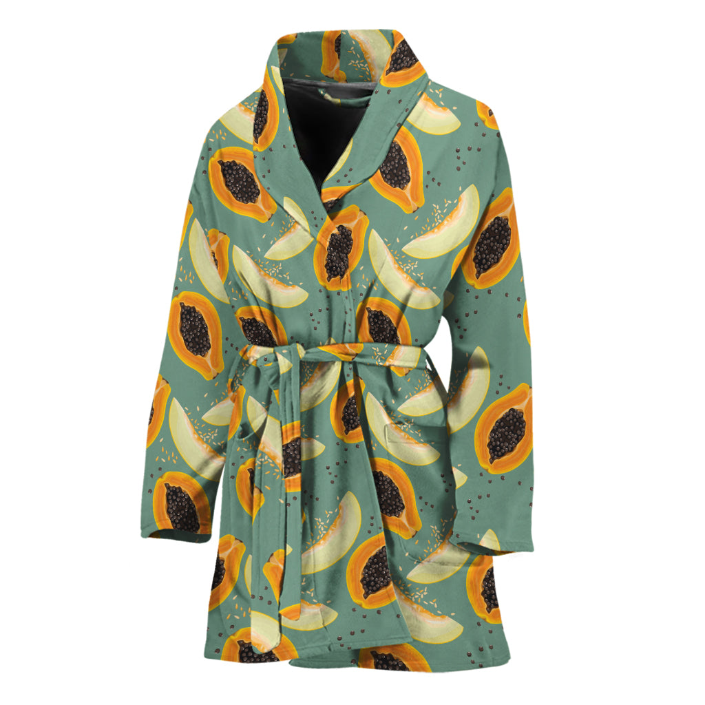 Papaya And Melon Pattern Print Women's Bathrobe