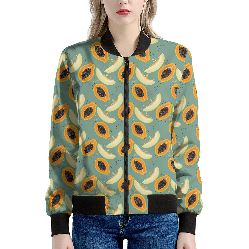Papaya And Melon Pattern Print Women's Bomber Jacket