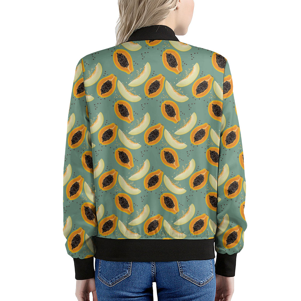 Papaya And Melon Pattern Print Women's Bomber Jacket
