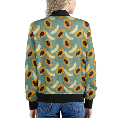 Papaya And Melon Pattern Print Women's Bomber Jacket